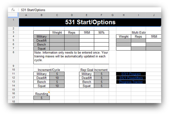 Powerlifting Training Program Excel